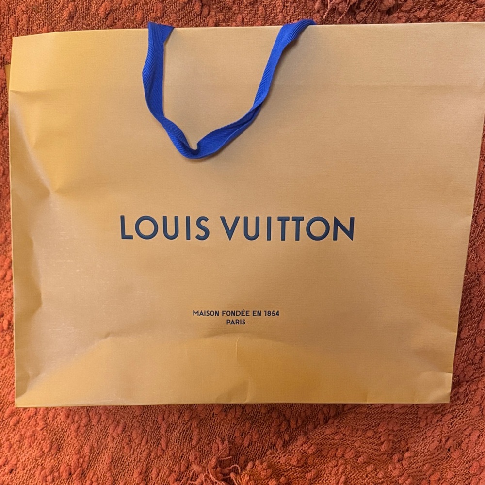 Louis Vuitton Gold Bag with Blue Handles